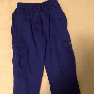 royal blue fleece cargo sweatpants